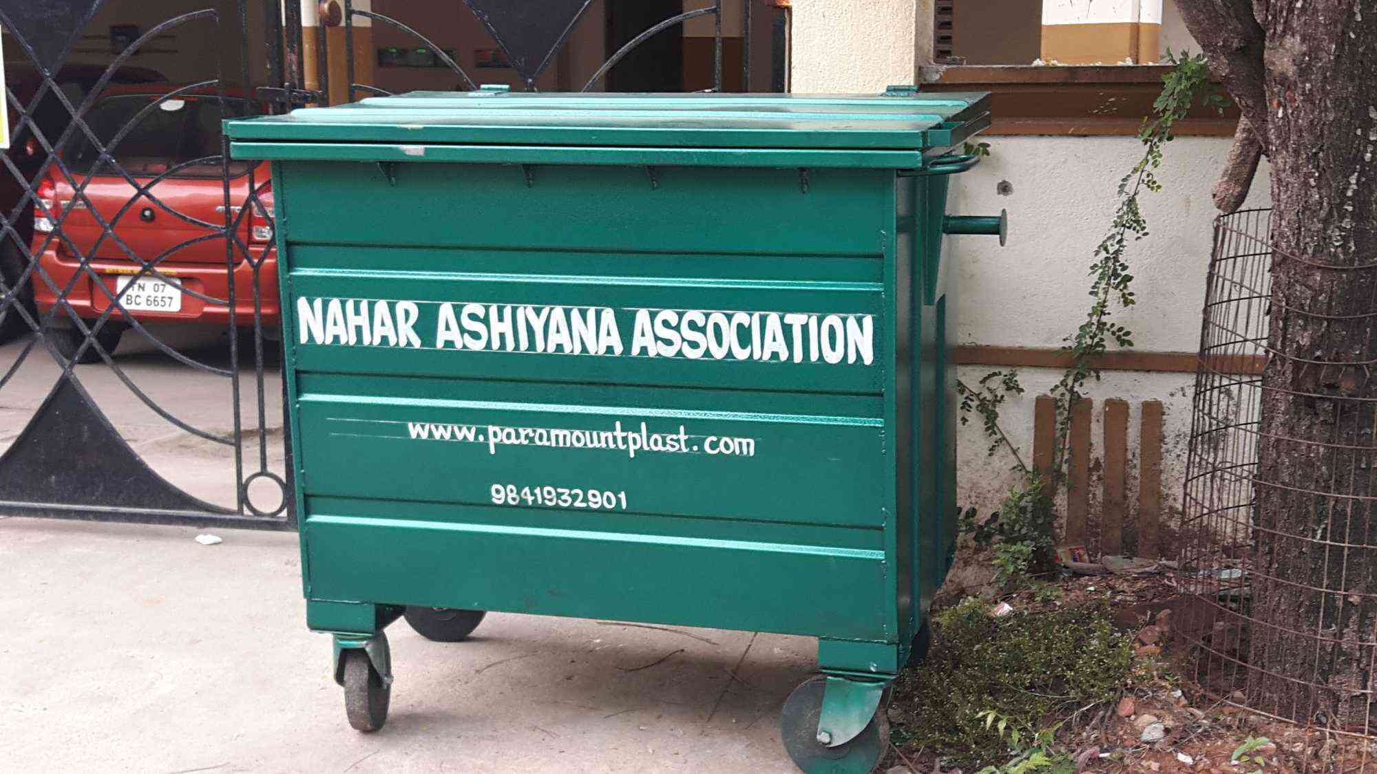 Garbage Container - Metal, 1000mm X 800mm X 1200mm, Green | 1000l Capacity, 4 Wheels, Swing Lid