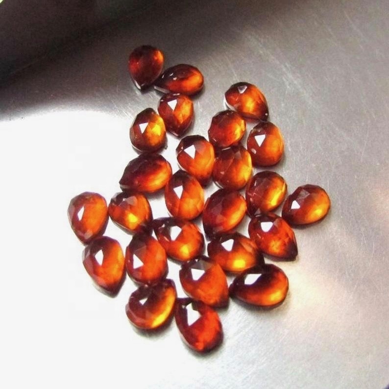 Hessonite Garnet - 4x6mm Rose Cut Pear Loose Gemstone | Natural No Treatment, Aaa Quality, Brown Color