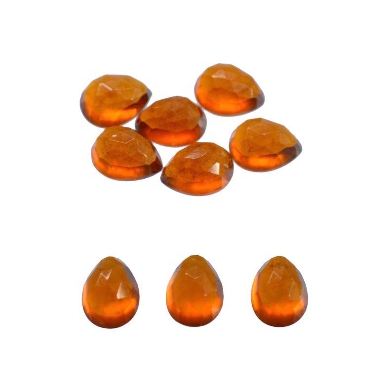 6x9mm Hessonite Garnet Rose Cut Pear Loose Gemstones Grade: Aaa