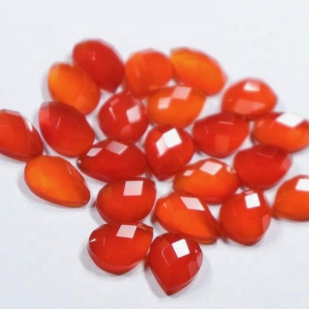8x12mm Red Onyx Rose Cut Pear Loose Gemstones Grade: Aaa