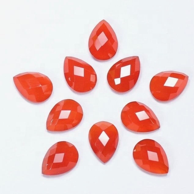 8x12mm Red Onyx Rose Cut Pear Loose Gemstones Grade: Aaa