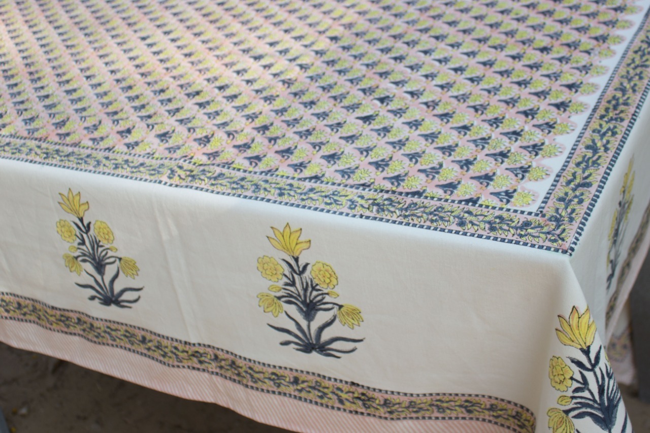 Cotton Hand Block Printed Table Cloth