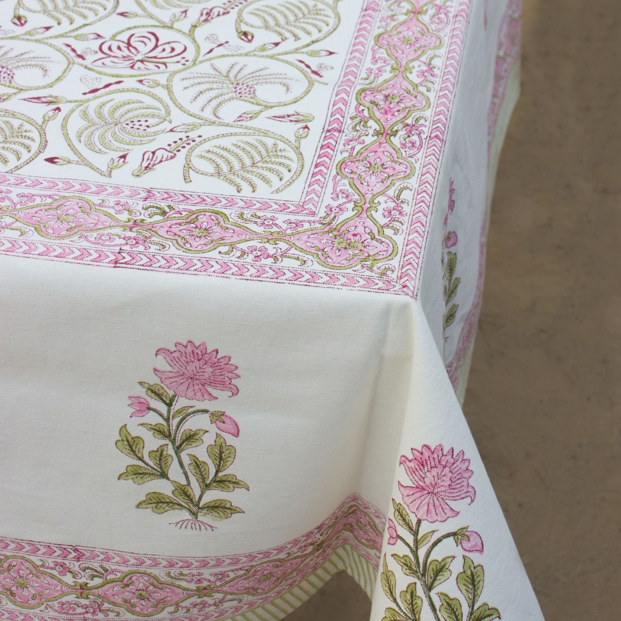 Cotton Hand Block Printed Table Cloth