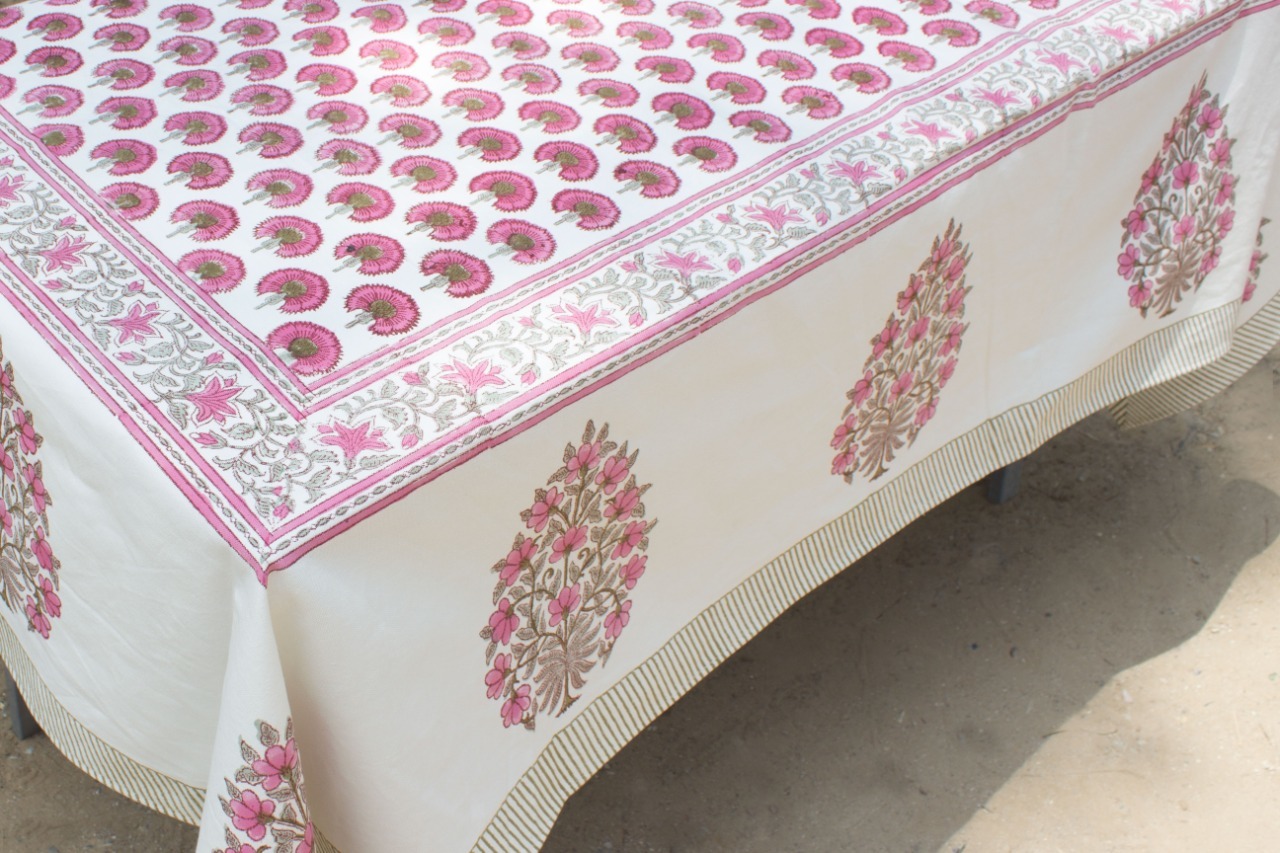 Cotton Hand Block Printed Table Cloth