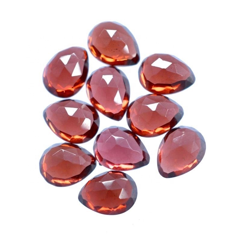 5x8mm Mozambique Red Garnet Rose Cut Pear Loose Gemstones Grade: Aaa