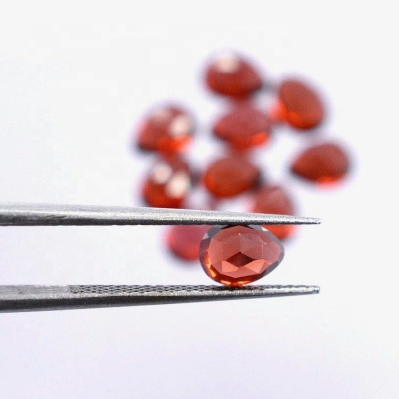 5x8mm Mozambique Red Garnet Rose Cut Pear Loose Gemstones Grade: Aaa