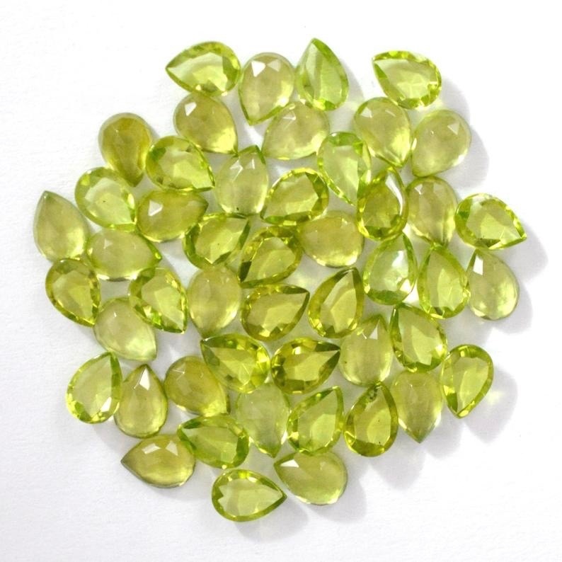 5x7mm Peridot Rose Cut Pear Loose Gemstones Grade: Aaa