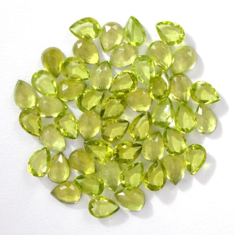 5x7mm Peridot Rose Cut Pear Loose Gemstones Grade: Aaa