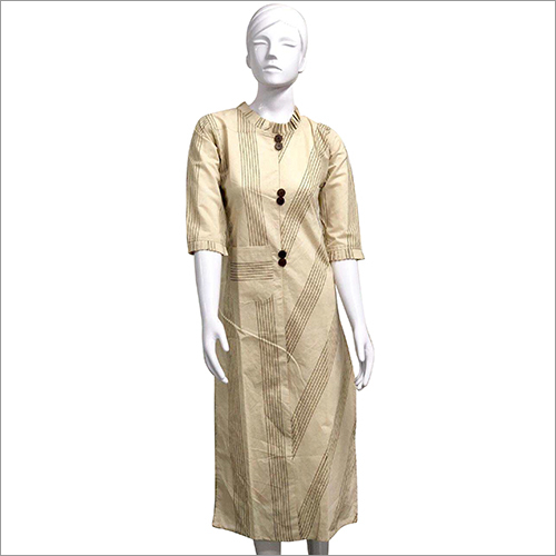 Ladies Panghat Long Kurti - Casual Cotton Kurti, Ladies 3-4th Sleeve, Washable, Perfect for Everyday Wear and Comfort