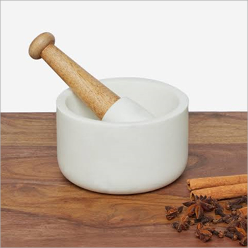 Marble Mortar Pestle - 6.4 Mm Thickness, 7.6x7.6 Cm Size | Customized Color, Logo, And Packaging, Handcrafted Indian Design