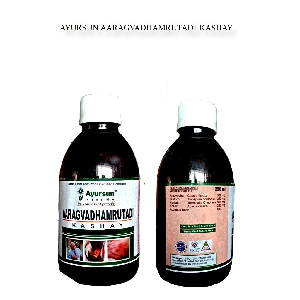 Ayursun Aaragvadhamrutadi Kashay - Ayurvedic Herbal Kadha , Sugarless Syrup For Amla Pitta And Twak Vikar, Suitable For All Ages