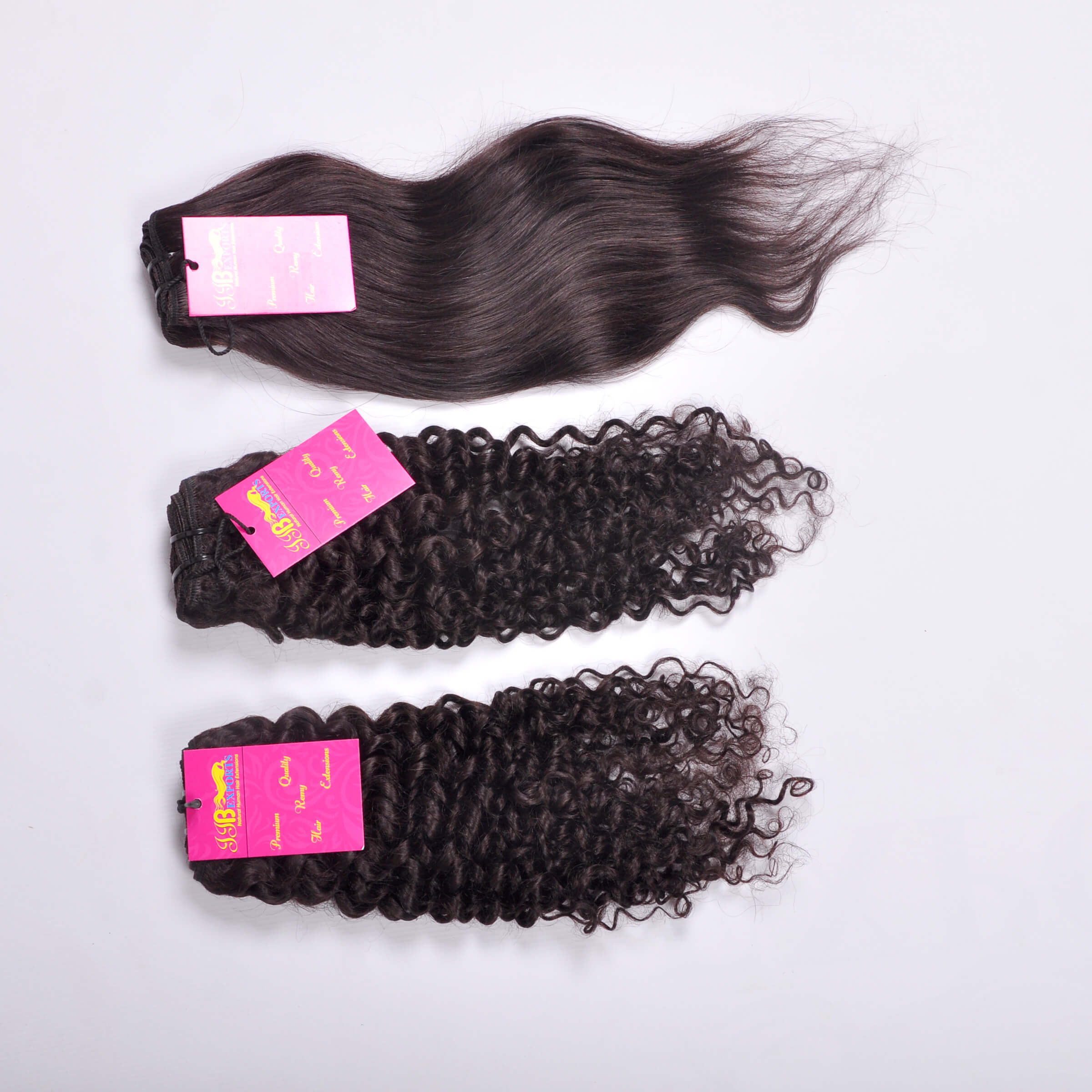 Natural Black Machine Wefted Indian Virgin Single Drawn Curly/straight Human Hair Bundles