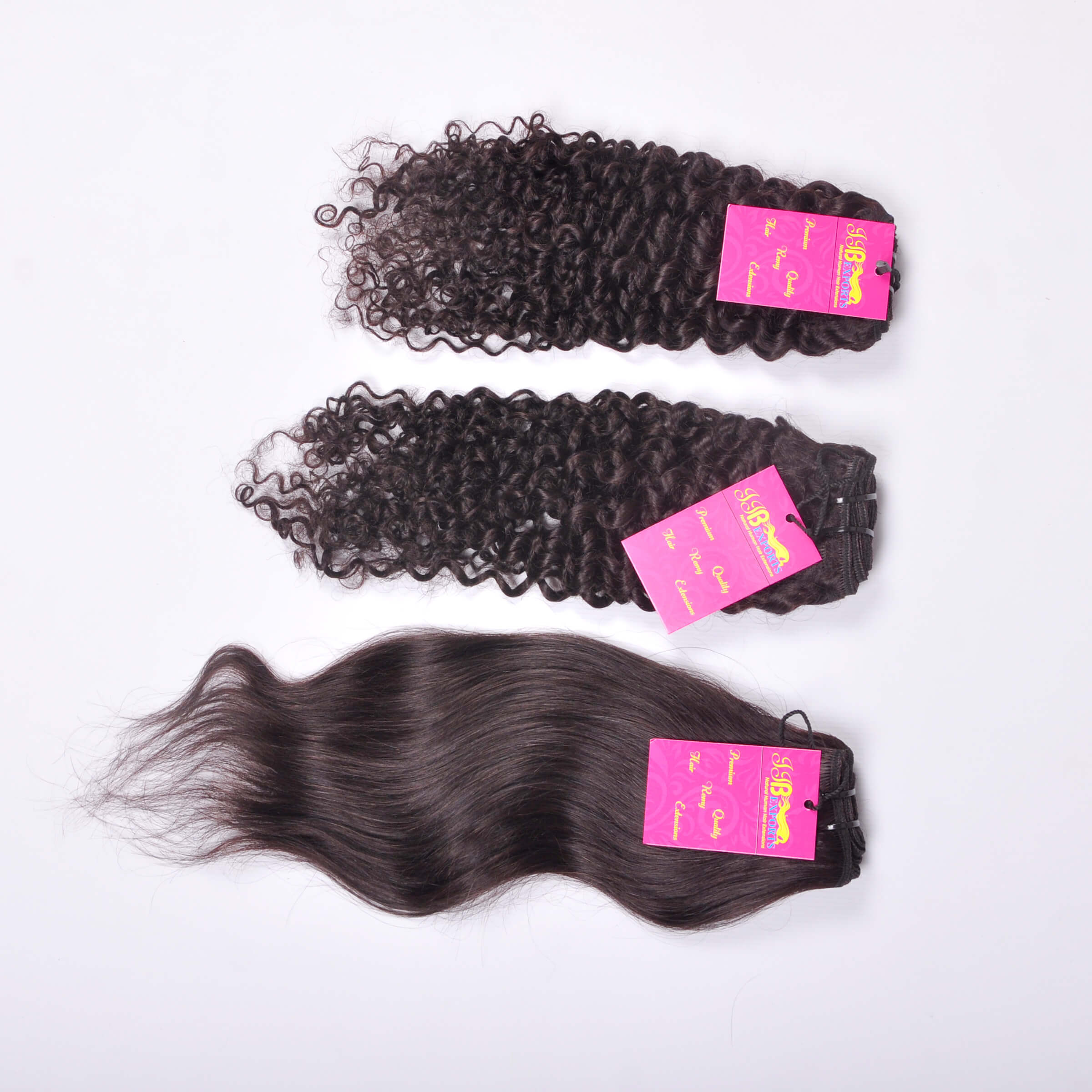 Natural Black Machine Wefted Indian Virgin Single Drawn Curly/straight Human Hair Bundles