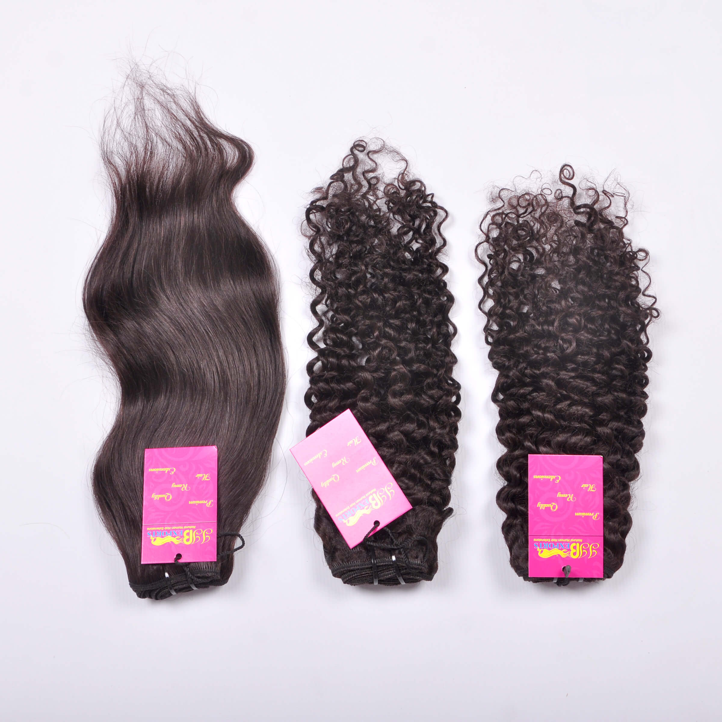 Natural Black Machine Wefted Indian Virgin Single Drawn Curly/straight Human Hair Bundles