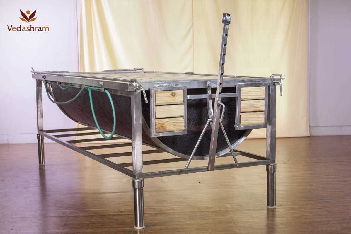 Panchakarma Massage Table - Stainless Steel, 78x24x30 Inches, Green | Adjustable Height, Comfortable Foam Mat, Easily Foldable, Durable