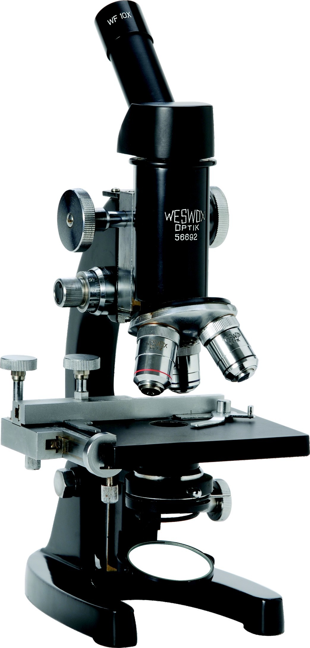 Senior Laboratory And Medical Microscope - Aluminum Die-cast, 360° Rotatable Monocular Head, 10x - 1500x Magnification Range | Wide Field Eyepieces, Mechanical Stage, Abbe Condenser, Three-year Warranty