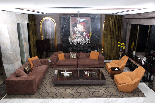 विला के लिए हस्तनिर्मित हाई एंड इटैलियन फर्नीचर फुल साबर लेदर सोफा चेस्टरफील्ड सोफा