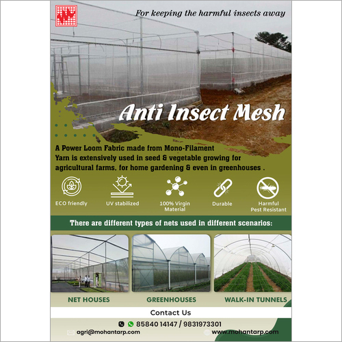 Insect Net - Mono-filament Yarn, 100m X 3m, Natural White, Uv Stabilized, 40 Mesh | Durable Insect Mesh For Agriculture, Maximum Ventilation