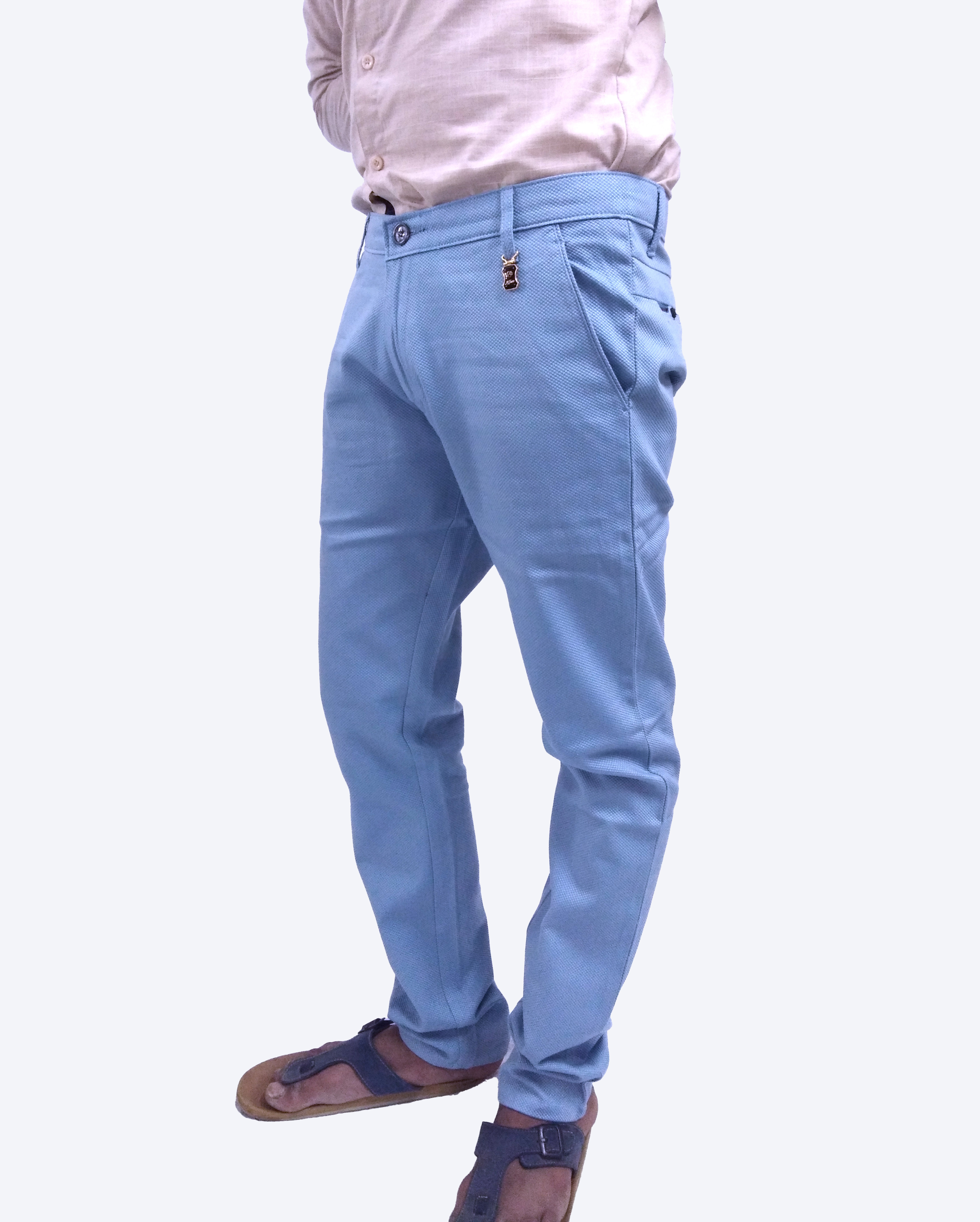 Affair Trousers - Lycra Blend, Slim Fit Regular Length In Beige | Zipper Fly With Four Pockets