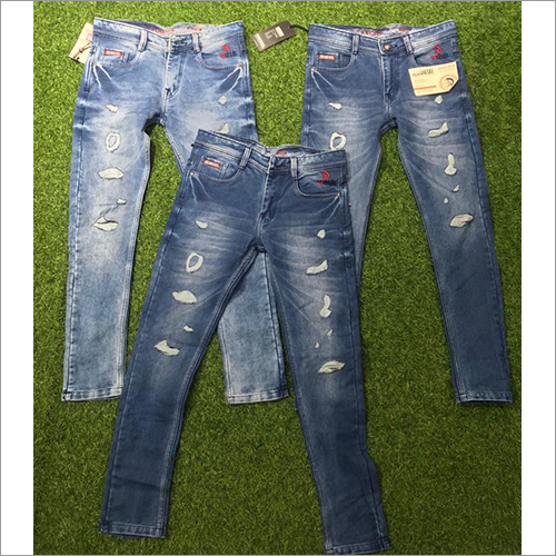 धोने योग्य पुरुषों की रिप्ड जींस