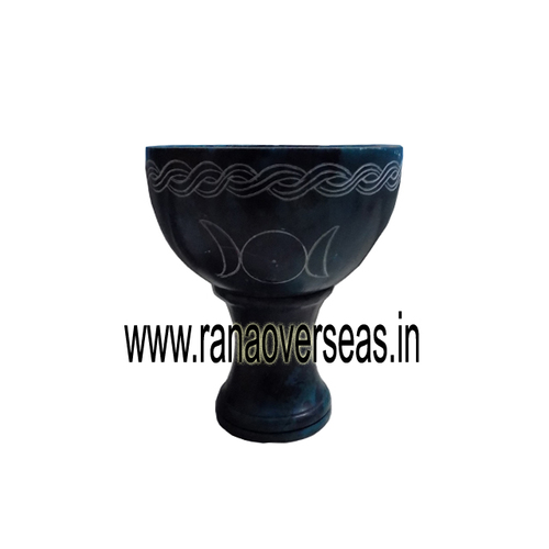 Natural Triple Moon Soapstone Incense Burner Bowl Smudge Pot