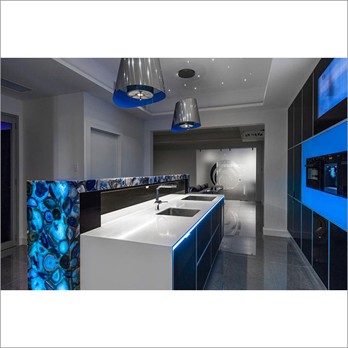 Luxury Polished Blue Agate Marble Stone Slabs - Customized Thicknesses 14mm To 25mm, Ideal For Table Tops And Wall Decoration, Supports Clarity Of Thought And Ailment Prevention