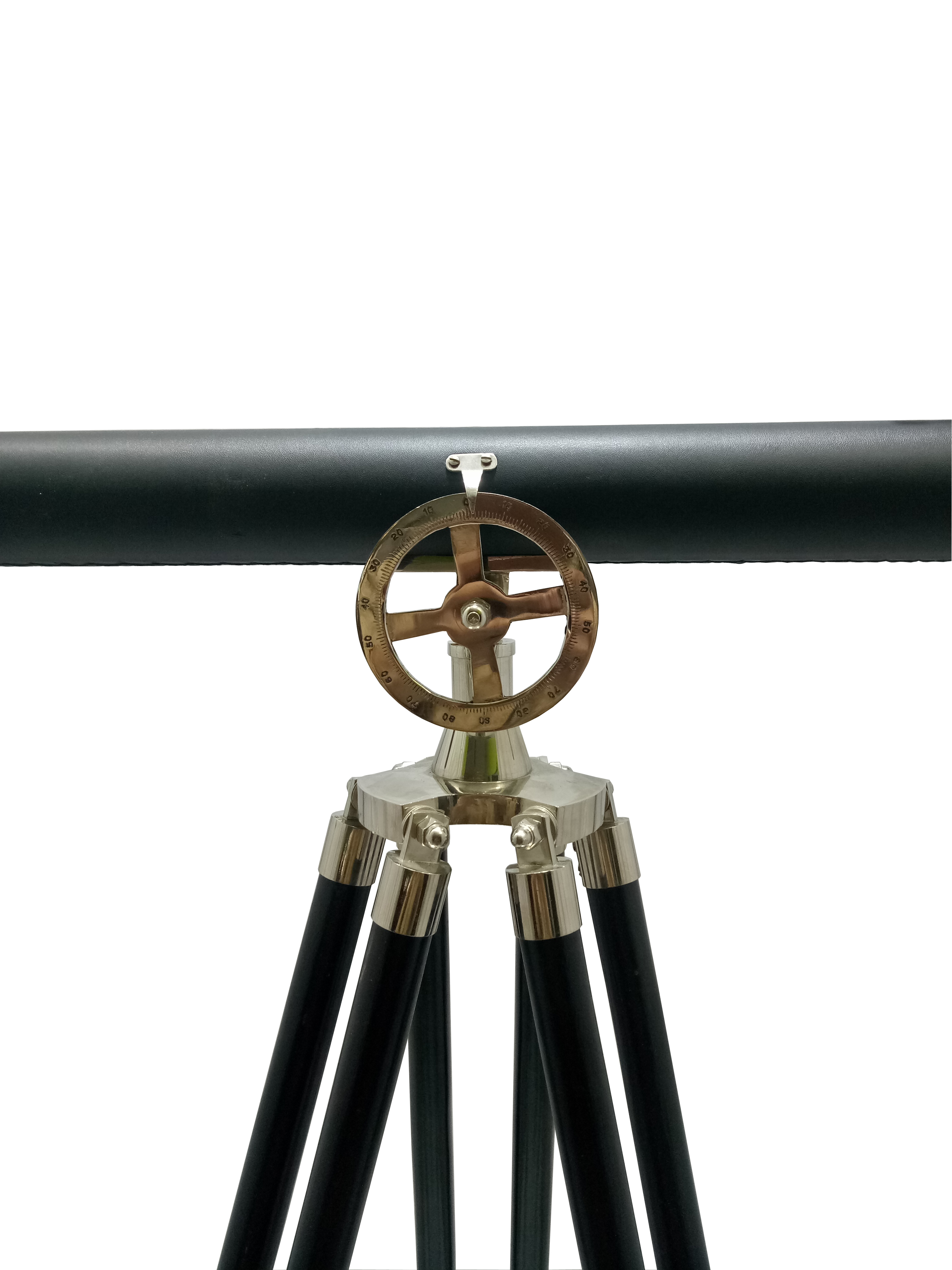 Chrome Finish Brass Telescope Leather Sheltered With Wooden Stand