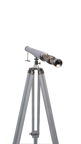 व्हाइट लेदर शेल्टर ब्रास टेलीस्कोप फोकस रेंज: 42 X हाई क्वालिटी व्यू इंच (इन)