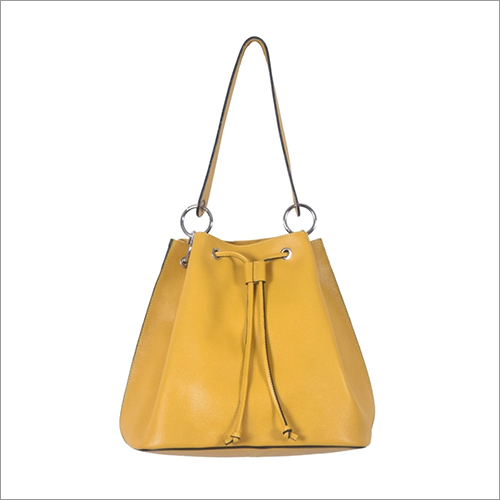 Ladies Shoulder Bag - Handmade Bamboo Handles, Available in Various Sizes, Stylish Yellow Design | Customizable Fashion Accessory