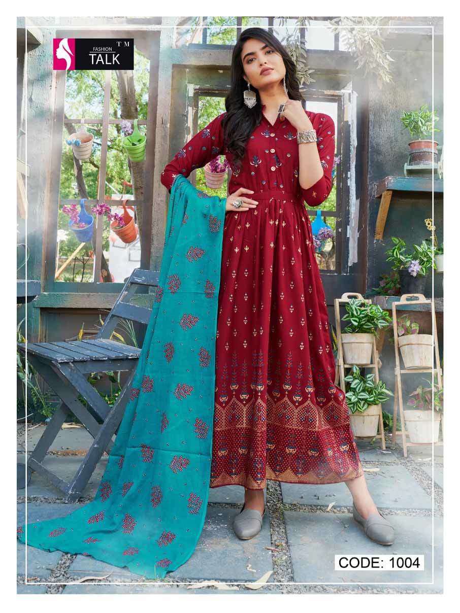 Dry Cleaning Cocktail Vol 1 Rayon 14 Kg Classic Print With Foil Kurtis With Dupatta Catalogue