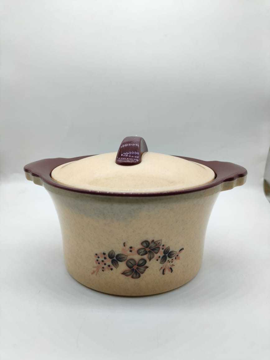 Plastic Casseroles - 2 Liters, 10x10x10 Inches | White Color, Double Handles, Snap-on Lid