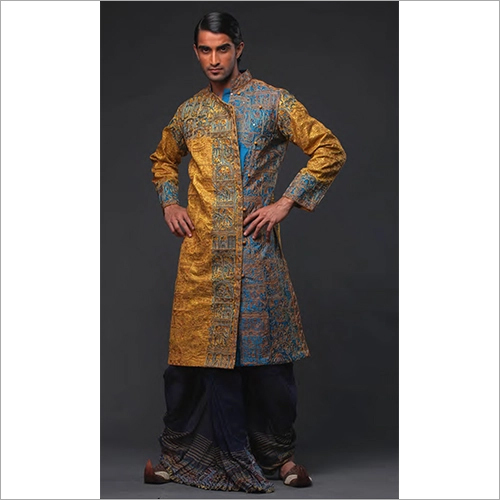 धोती सेट के साथ पुरुषों के लिए वॉशेबल साइड बटन कुर्ता