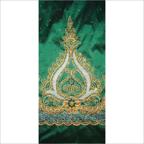 वॉशेबल अफ्रीकन हैवी बीडेड ग्रीन जॉर्ज फैब्रिक