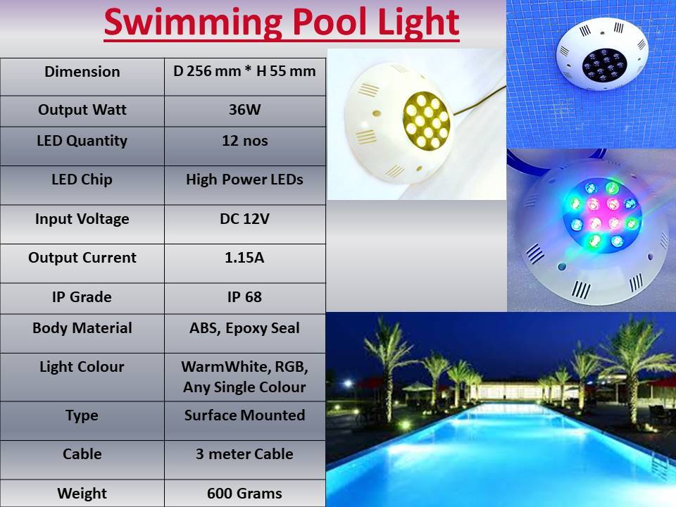 36w Powerful, Energy-efficient Swimming Pool Led Light - Color: Warm White