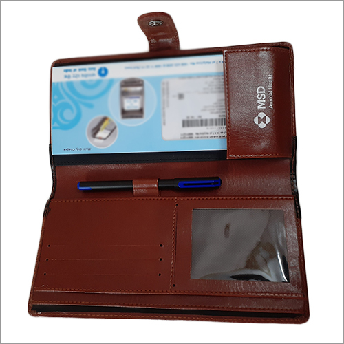Leather Check Folder - Pu Leather, Small Size, Brown Color | 4 Compartments For Check Books, Passbooks, Passports, Lightweight & Durable Design