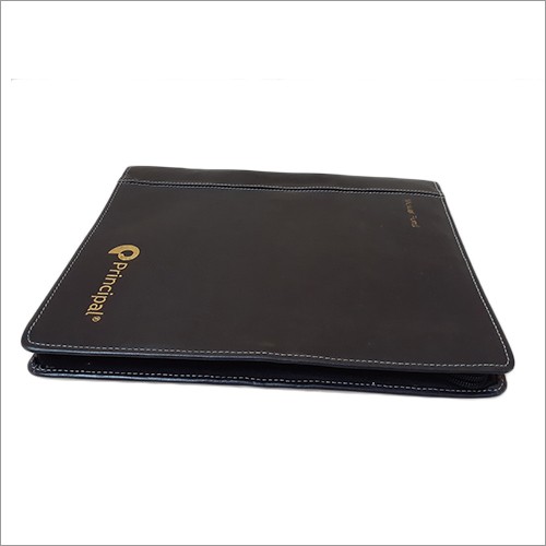 Leather File Folder - 2 Mm Thick Leather, Lightweight Design | Black Color, Zipper Closure, Multiple Document Slots, Compact Portfolio For Meetings