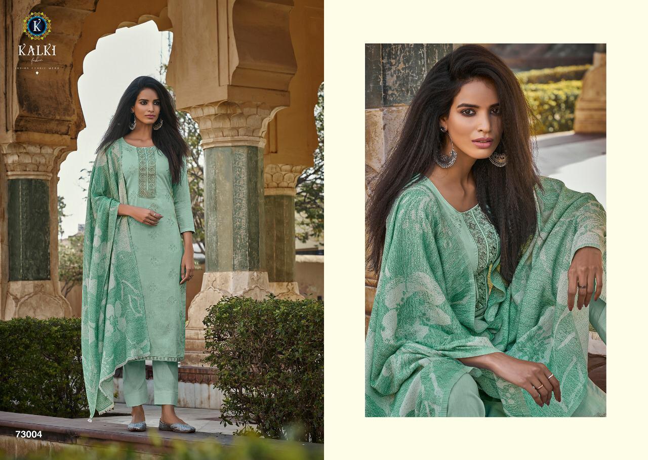Printed Qalamkar By Kalki Fashion Pure Lawn Cotton Dress Material Catalogue