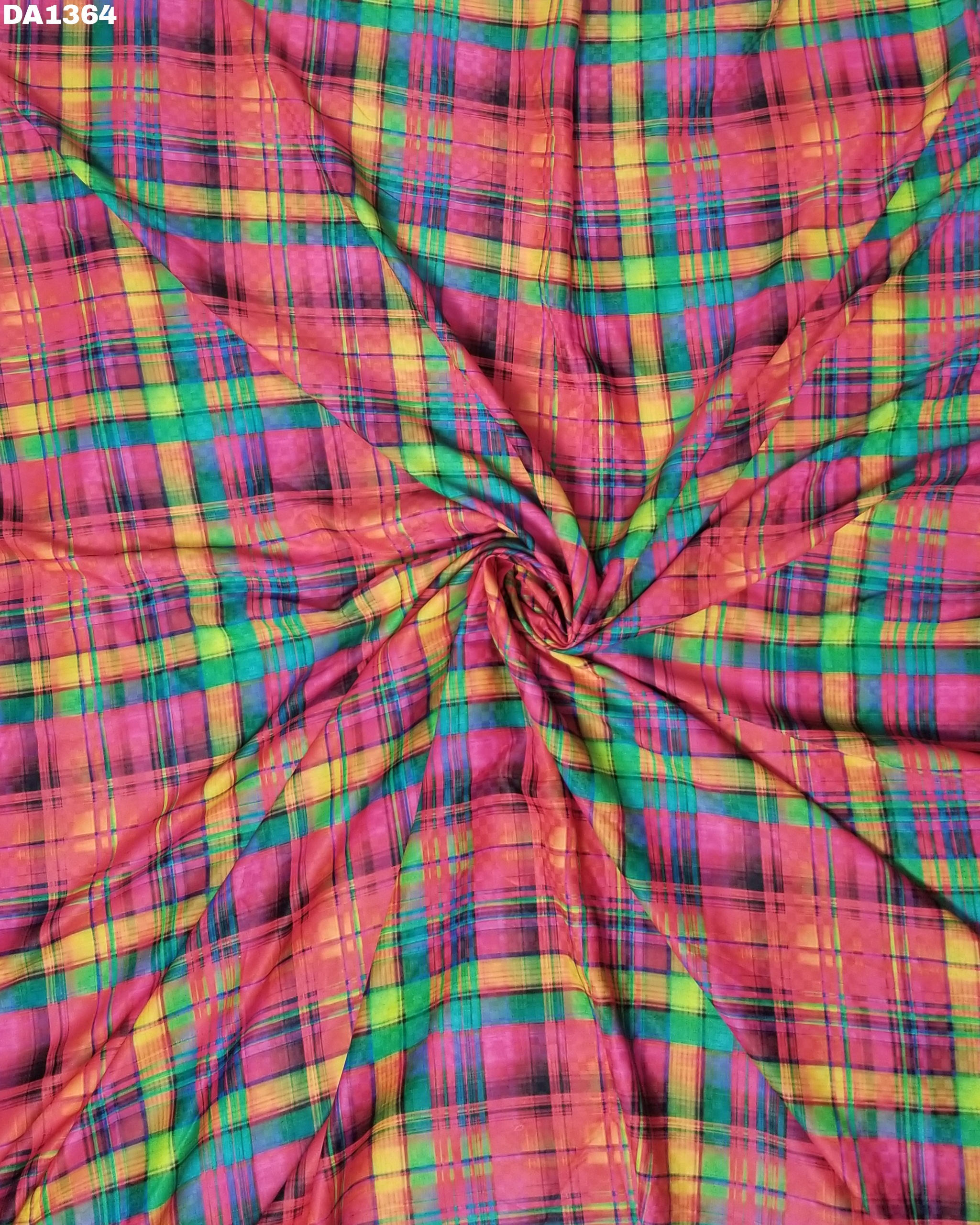 6mm Checks Silk Digital Print Fabric - 58" Width , Washable For Garment Use, Elegant Multi-color Design