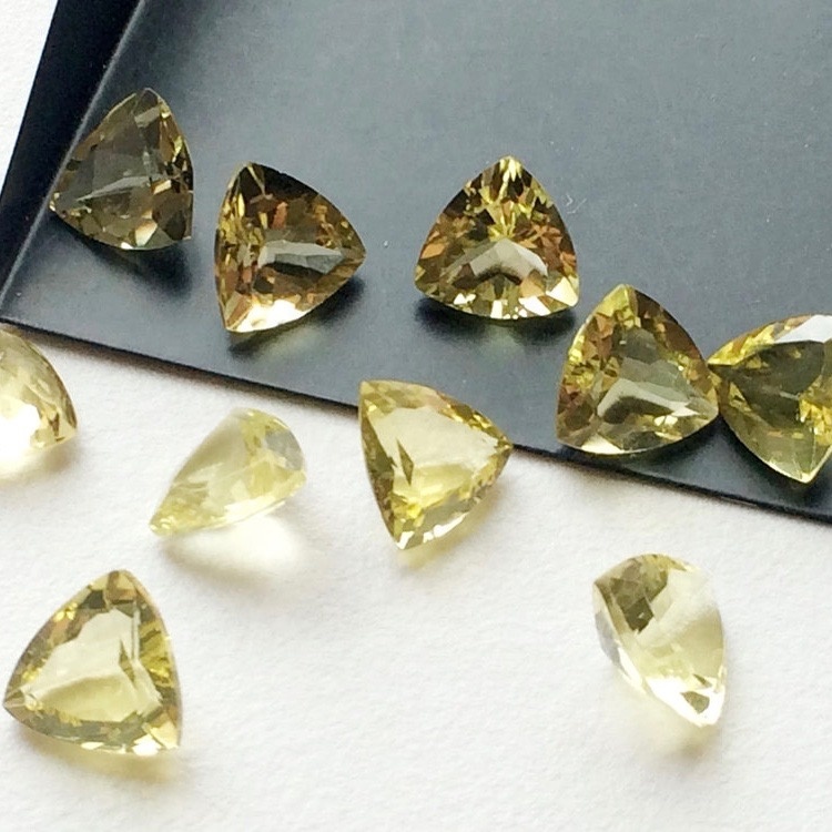 12mm Lemon Quartz Faceted Trillion Loose Gemstones Grade: Aaa