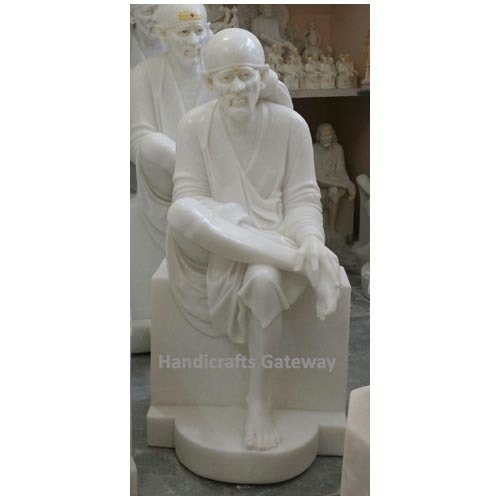Marble Sai Baba Moorti - 12 to 72 Inch, Polished Multicolor Marble Statue for Home Decoration, Antique Imitation Style