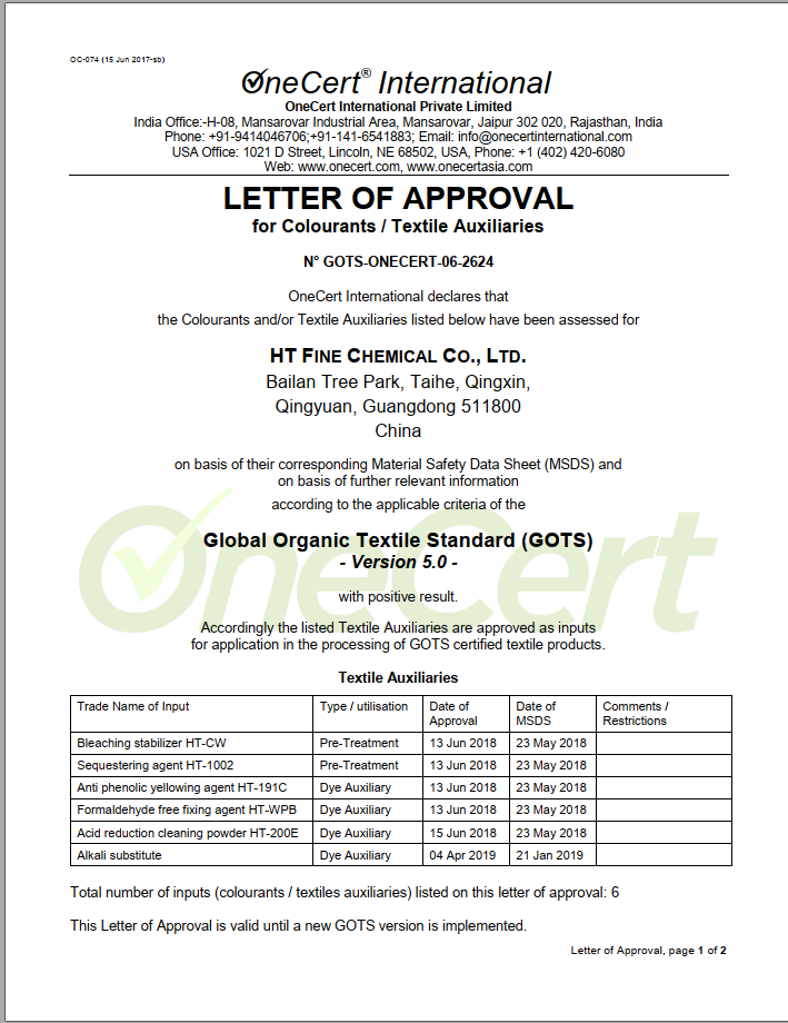 Formaldehyde Free Fixing Agent Ht-wpb700 Ph Level: 3-5