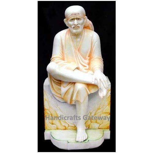 Colorful Marble Sai Baba Murti Height: 12" Inch Inch (In)