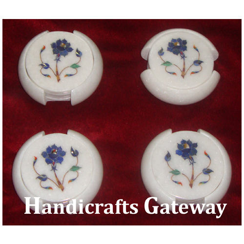 सफेद हस्तनिर्मित संगमरमर कोस्टर