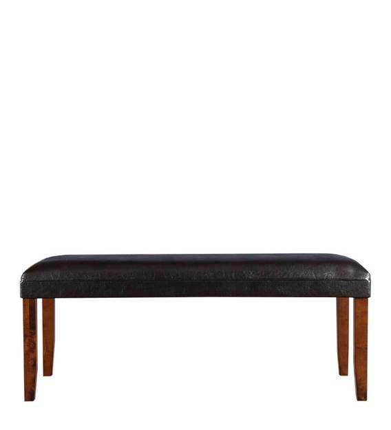 Black Rexine Seated Bench - 18x48x20 Inch | Handmade Artwork, Durable And Easy To Clean, Solid Rosewood