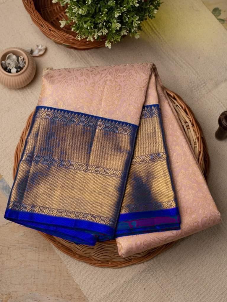 Multicolor Traditional Kanchipuram Reach With Lovely Blue Pallu Weaving Saree