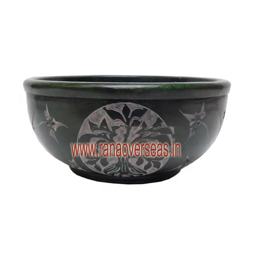 Soapstone Smudge Bowl - 5x5x2 inches | Natural Floral Design, Customized Logo, Ideal for Home Decoration