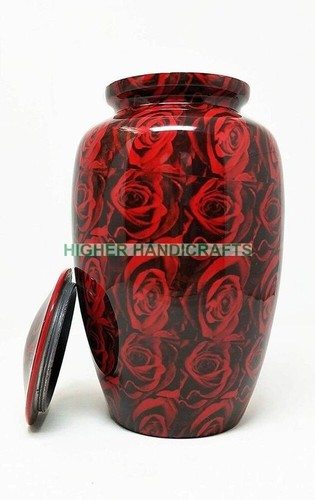 Aluminium Cremation Urn - 10.5" Tall x 6.5" Diameter, Red Finish | Durable, Easy to Clean, Eco-Friendly, 200 Cubic Inches Capacity