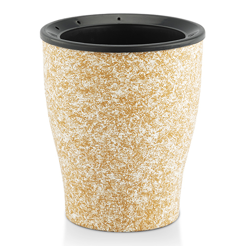 Cone Painted Series Pot - Polypropylene, 6"x5", Black & Golden Structure | Self-watering Design, Versatile For Decoration & Plant Growth