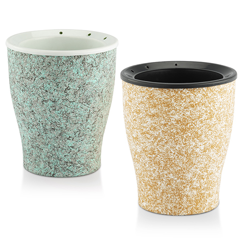 Cone Painted Series Pot - Polypropylene, 6"x5", Black & Golden Structure | Self-watering Design, Versatile For Decoration & Plant Growth