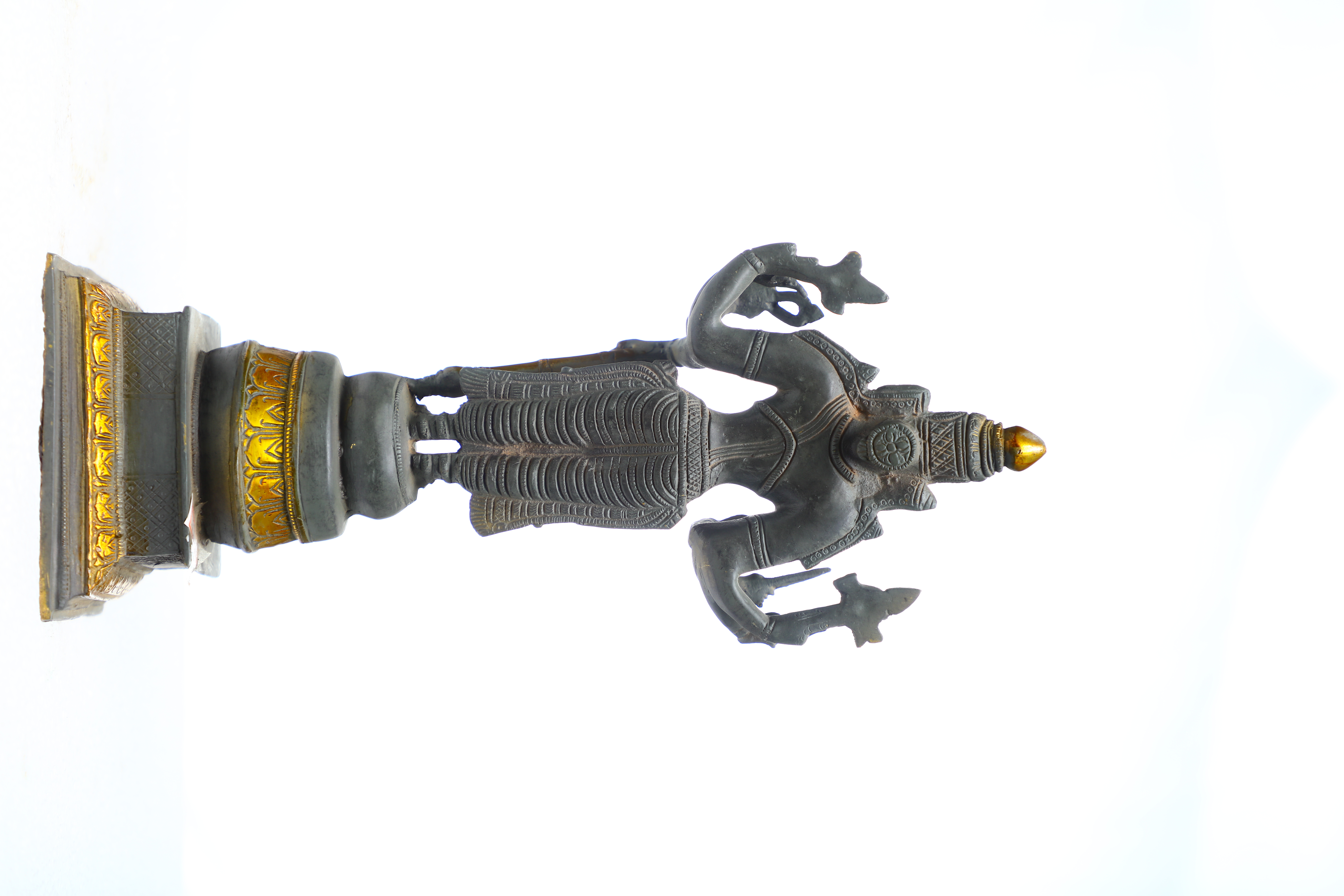 Bronze Vishnu - Bronze, 15x13x36 Cm, Dark Brown | Intricate Details, Handcrafted, Removable Parts, Spiritual Figurines